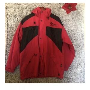 Baru Sports Men's Red Coat Hooded Parka with Fleece Removable Lining Size M